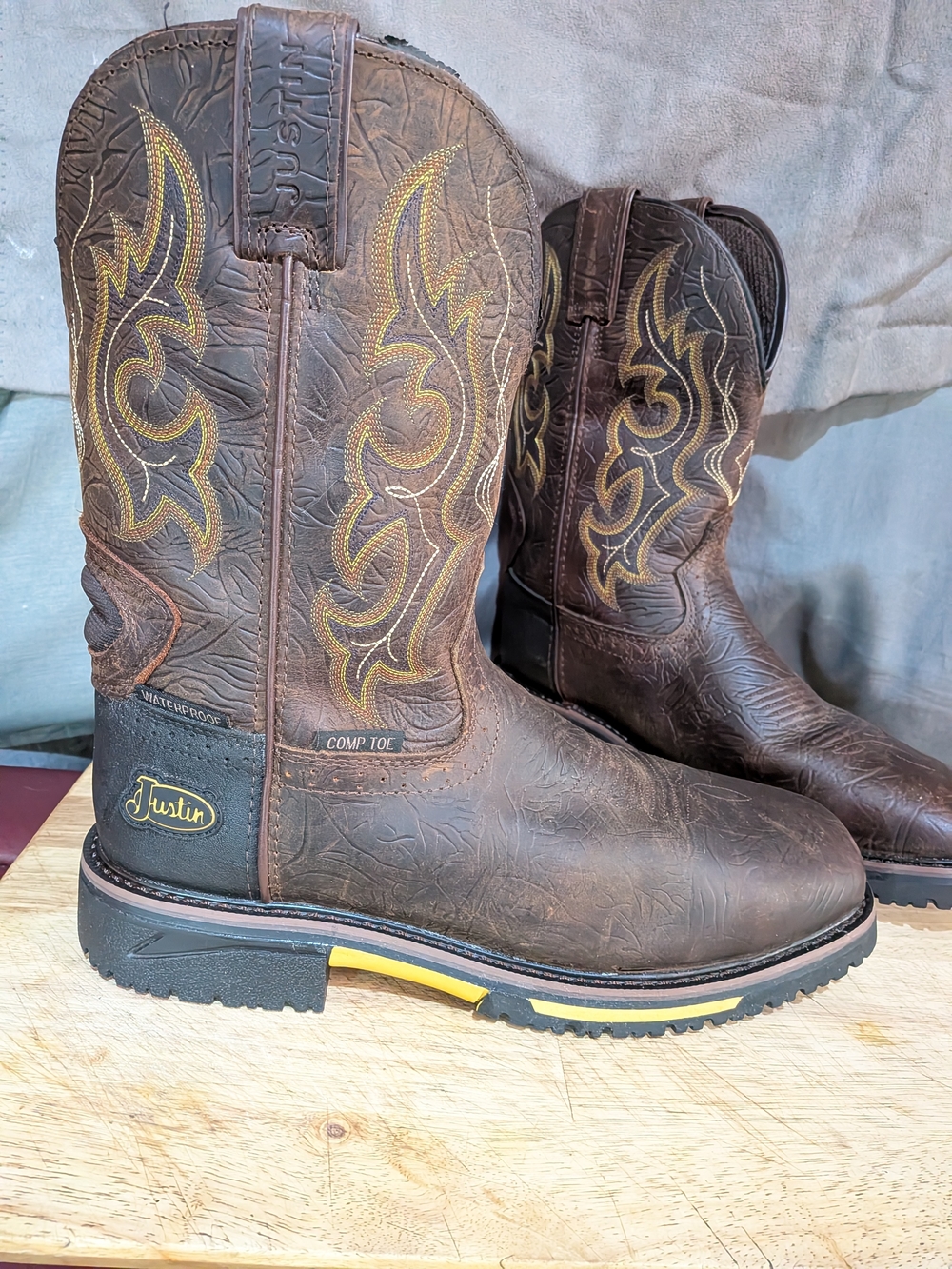 Justin Boots Men's Brown Composite-Toe Work Cowboy Boots